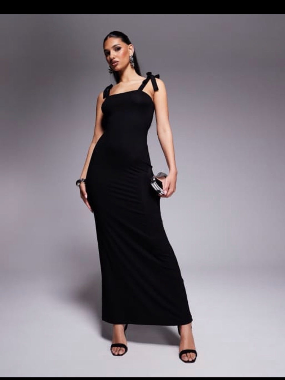 ASOS Black Tie-Shoulder Maxi Dress